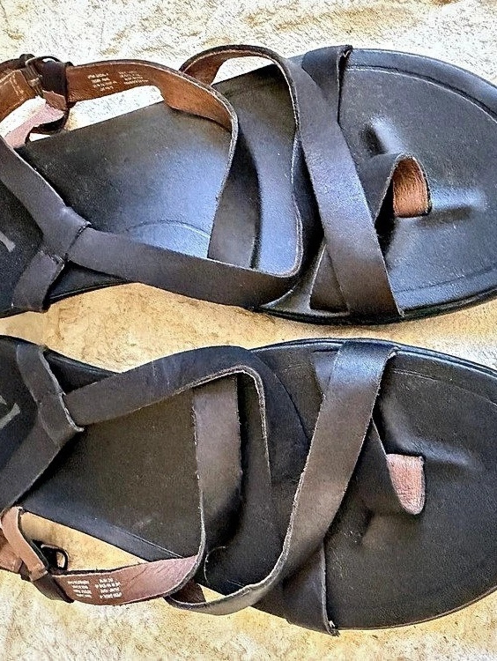 Olukai Strappy Leather Sandals in Black